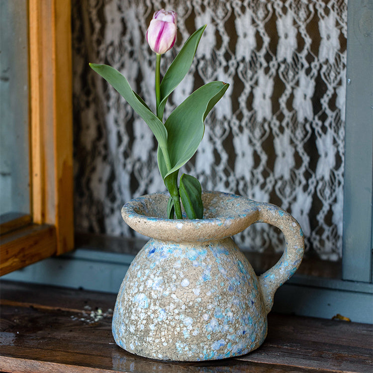 Blue Terracotta Tabel Vase 6" H