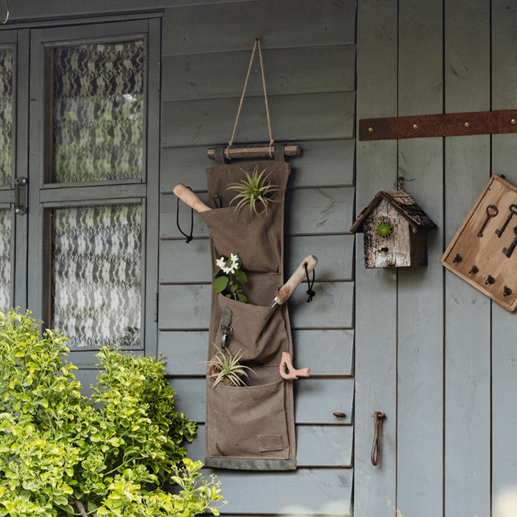 Brown Canvas Hanging Wall Storage for Garden Tools - RusticReach