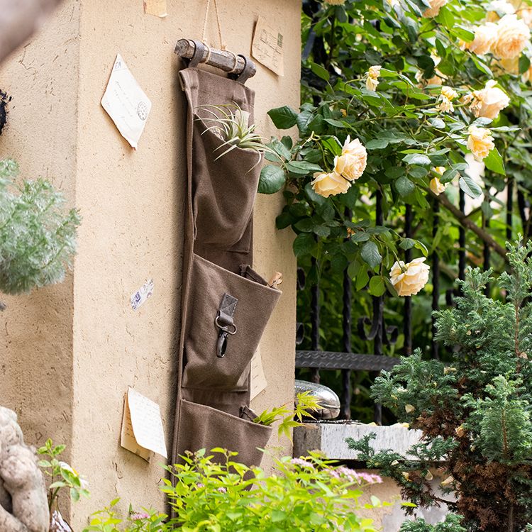 Brown Canvas Hanging Wall Storage for Garden Tools - RusticReach