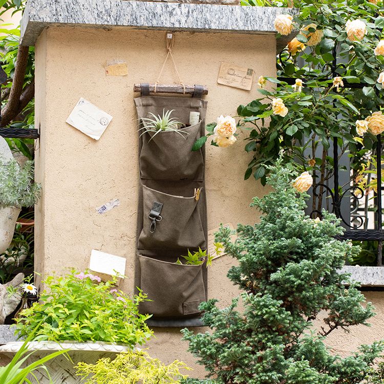 Brown Canvas Hanging Wall Storage for Garden Tools - RusticReach