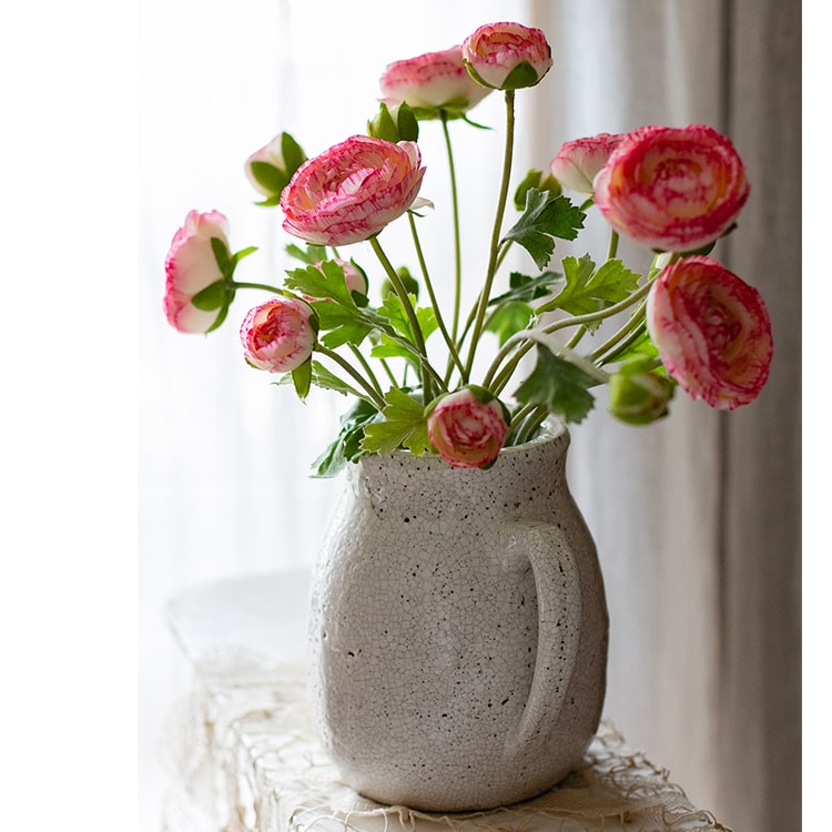 Artificial Buttercup Flower Bundle in Pink or Purple 21" Tall