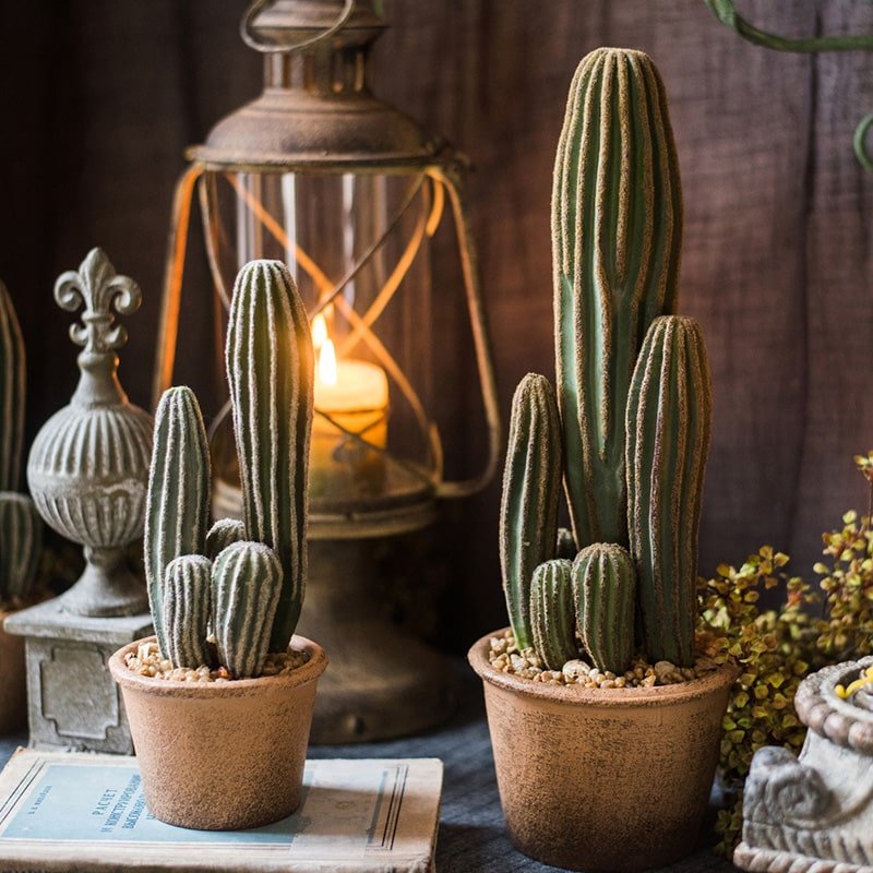 Artificial Faux Cactus in Brown Pot - RusticReach
