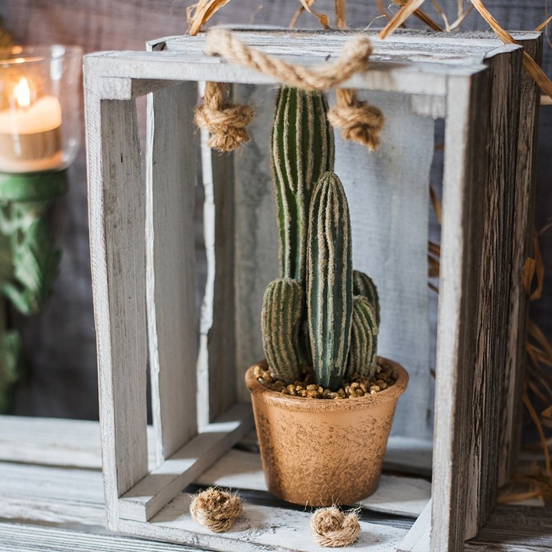 Artificial Faux Cactus in Brown Pot - RusticReach