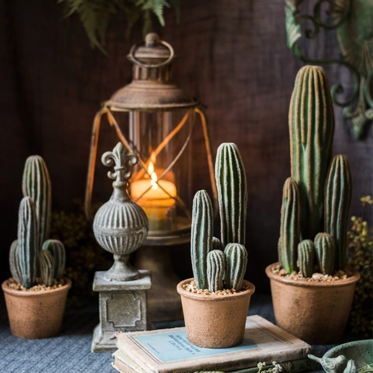 Artificial Faux Cactus in Brown Pot - RusticReach