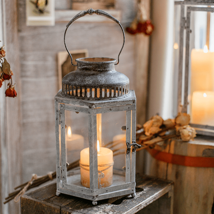 Glass Metal Lantern Candle Holder - RusticReach