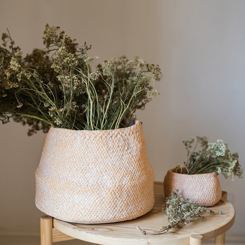Cement Weaving Pattern Plants Container or Planter - RusticReach