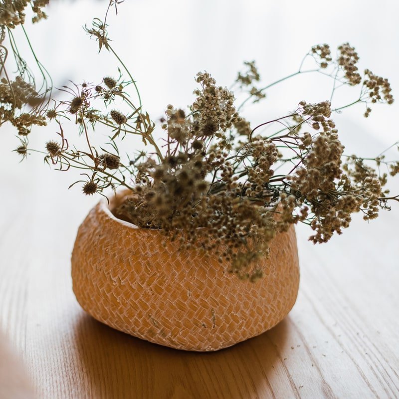 Cement Weaving Pattern Plants Container or Planter - RusticReach