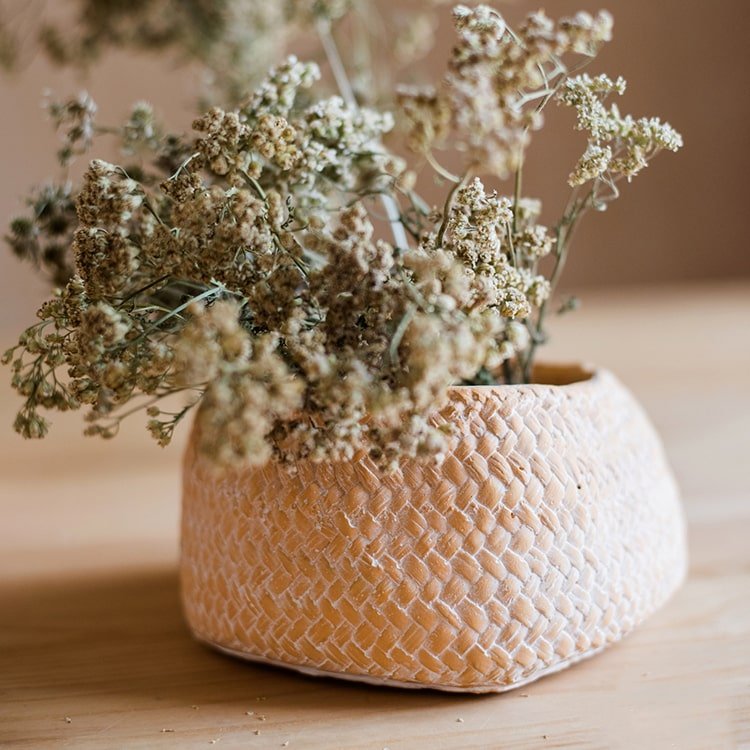 Cement Weaving Pattern Plants Container or Planter - RusticReach