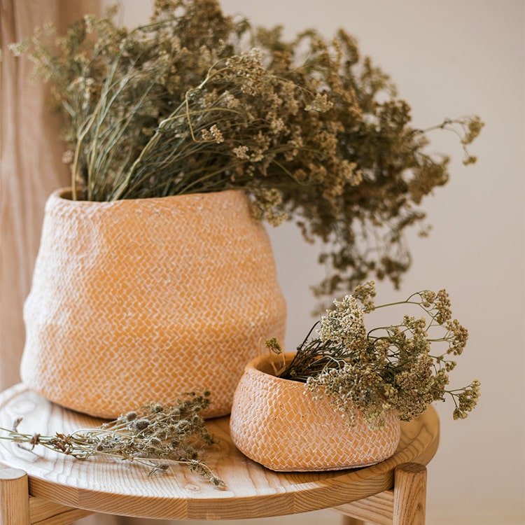 Cement Weaving Pattern Plants Container or Planter - RusticReach