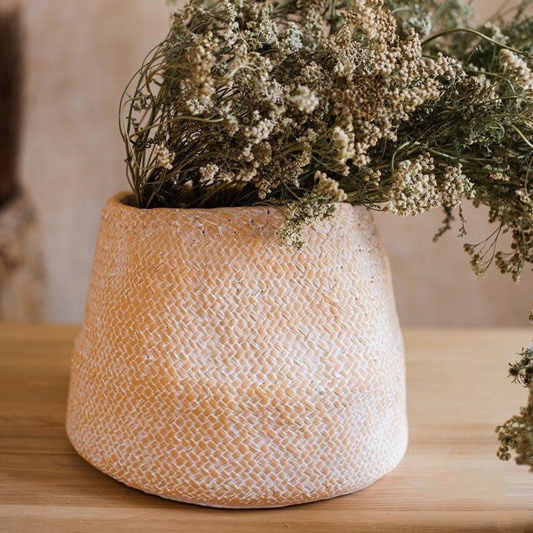 Cement Weaving Pattern Plants Container or Planter - RusticReach
