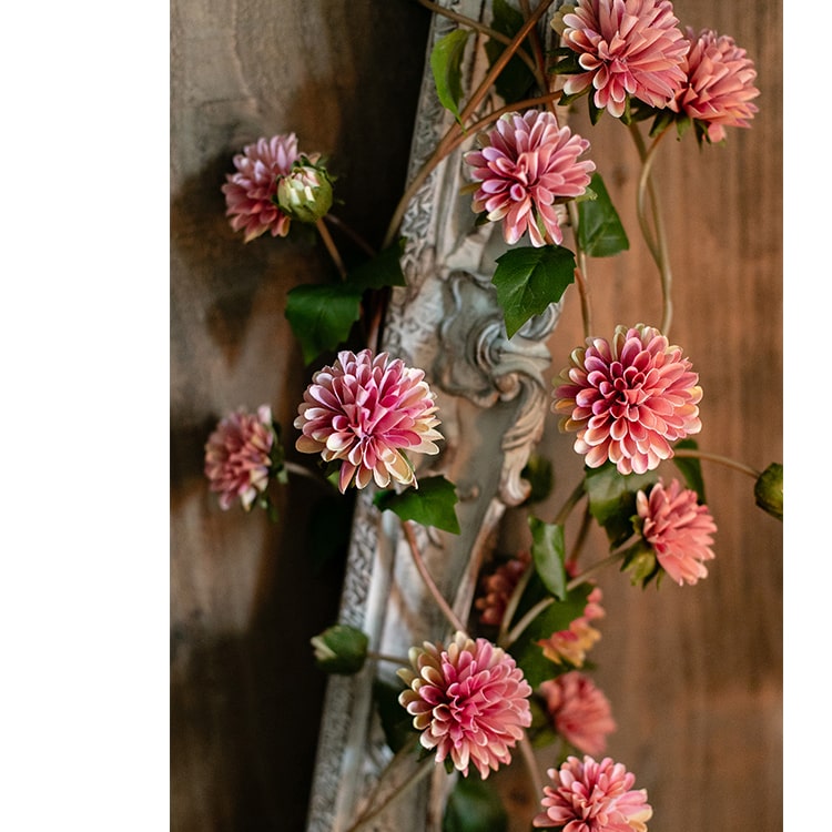 Artificial Silk Chrysanthemum Flower Vine in Pink 58" Long
