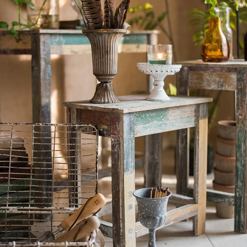 Colorful Solidwood Plant Stand Side Table - RusticReach