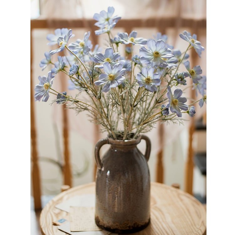 Faux Silk Cosmos Stem in Blue 24" Tall - RusticReach