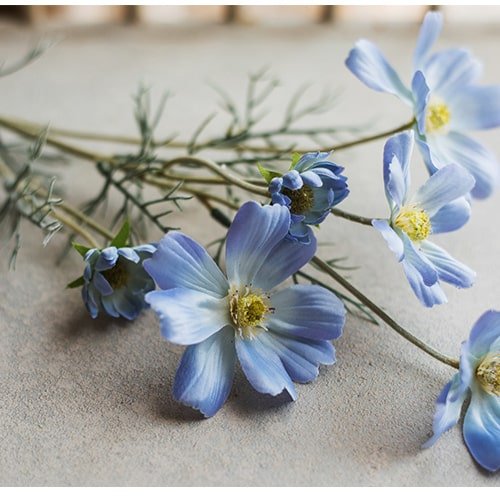 Faux Silk Cosmos Stem in Blue 24" Tall - RusticReach