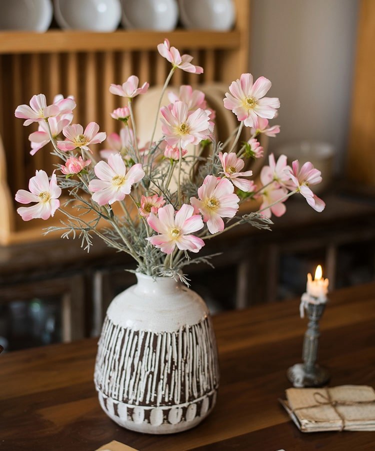 Faux Silk Cosmos Stem in Light Pink 24" Tall - RusticReach