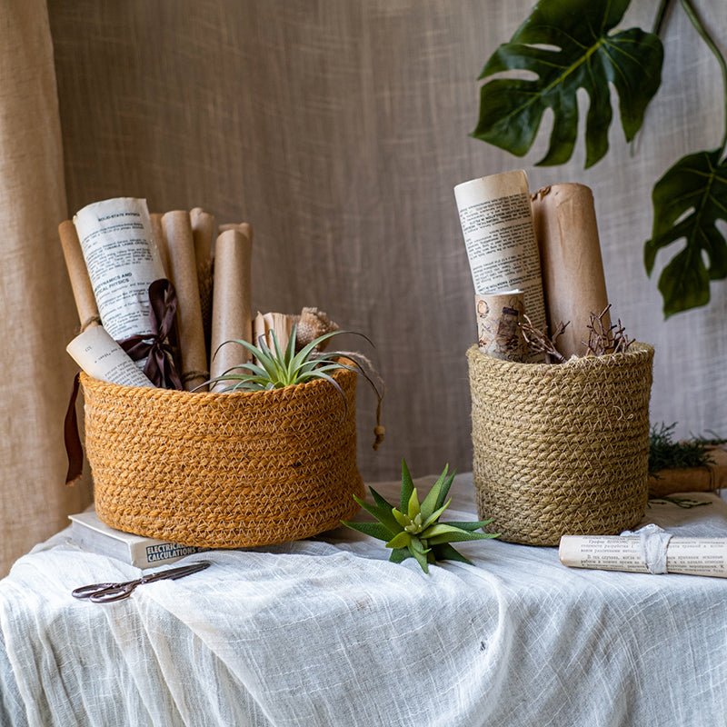 Cotton Rope Woven Basket Desktop Organizer - RusticReach