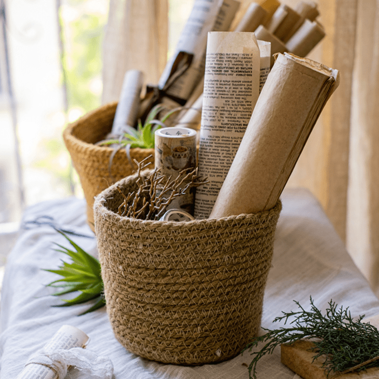 Cotton Rope Woven Basket Desktop Organizer - RusticReach