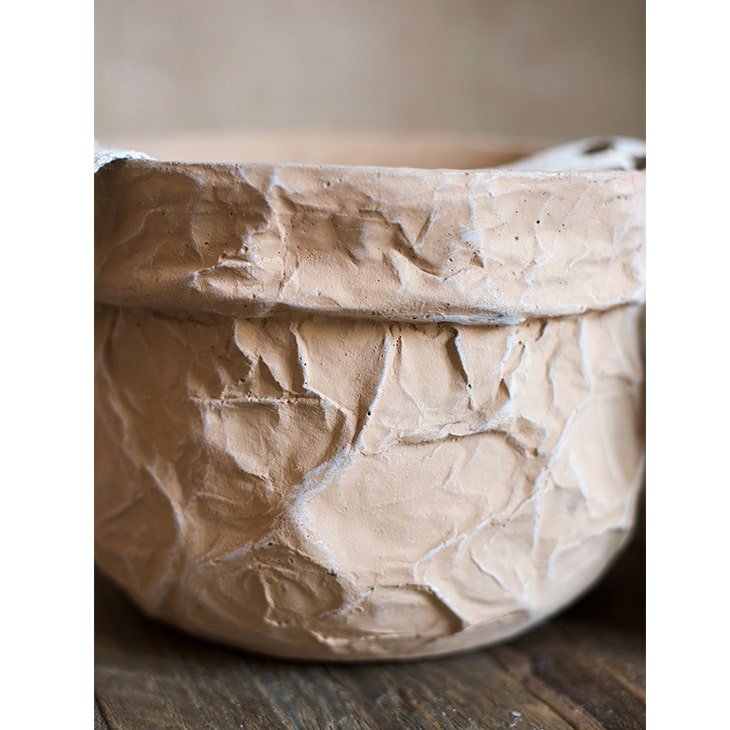 Craft Paper Bag Style Concrete Hanging Pot - RusticReach