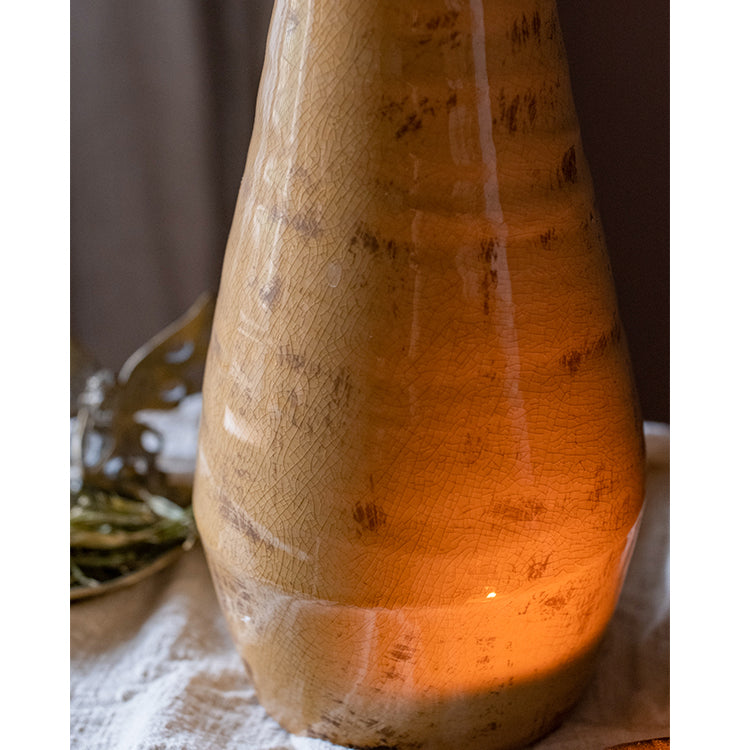 Cream Yellow Terra Cotta Single Handle Vase 12" Tall