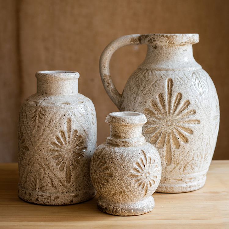 RusticReach White Ceramic Vase Small Opening Vase