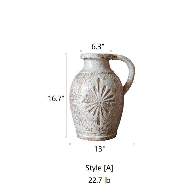 Carved Floral Vase in White - RusticReach