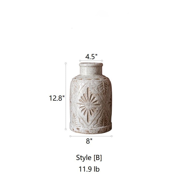 Carved Floral Vase in White - RusticReach
