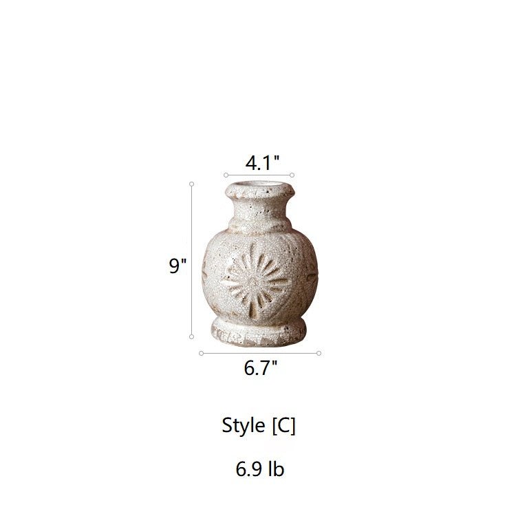 Carved Floral Vase in White - RusticReach