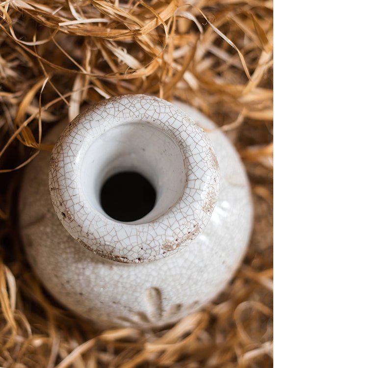 Carved Floral Vase in White - RusticReach