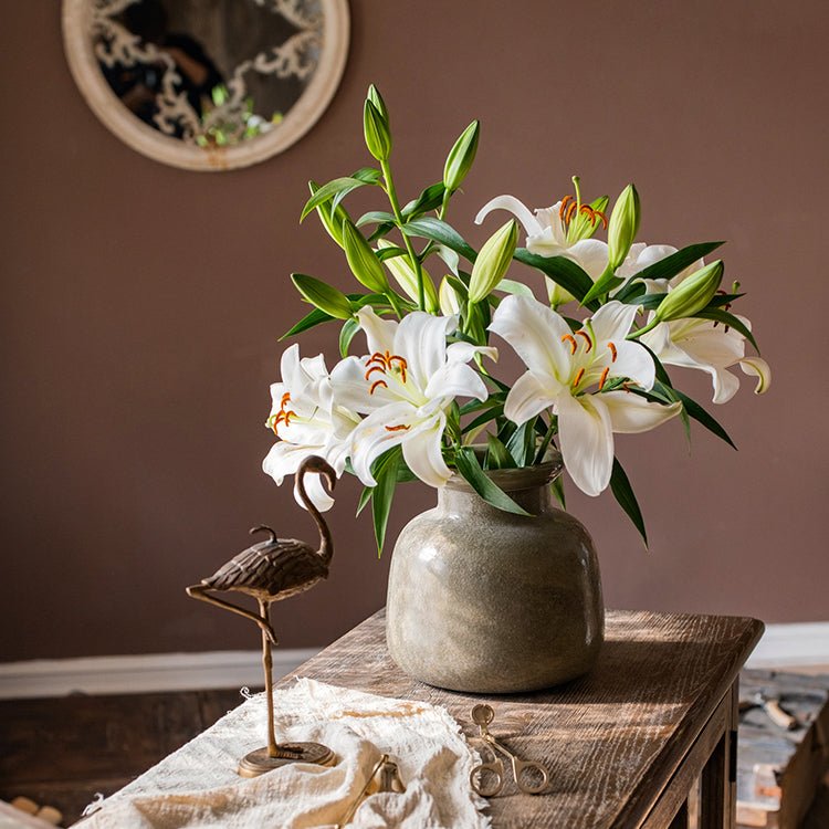 Dark Green Matte Textured Glass Vase - RusticReach
