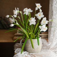 White Faux Daffodil Flower Stem 19" Tall