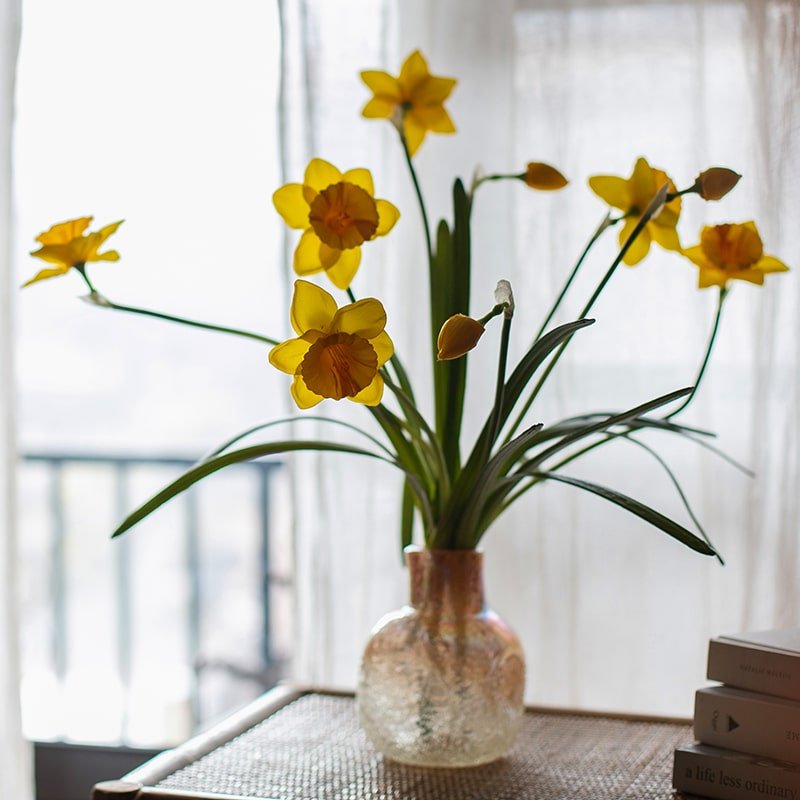 Artificial Silk Yellow Faux Daffodil Flower Stem 19" Tall - RusticReach