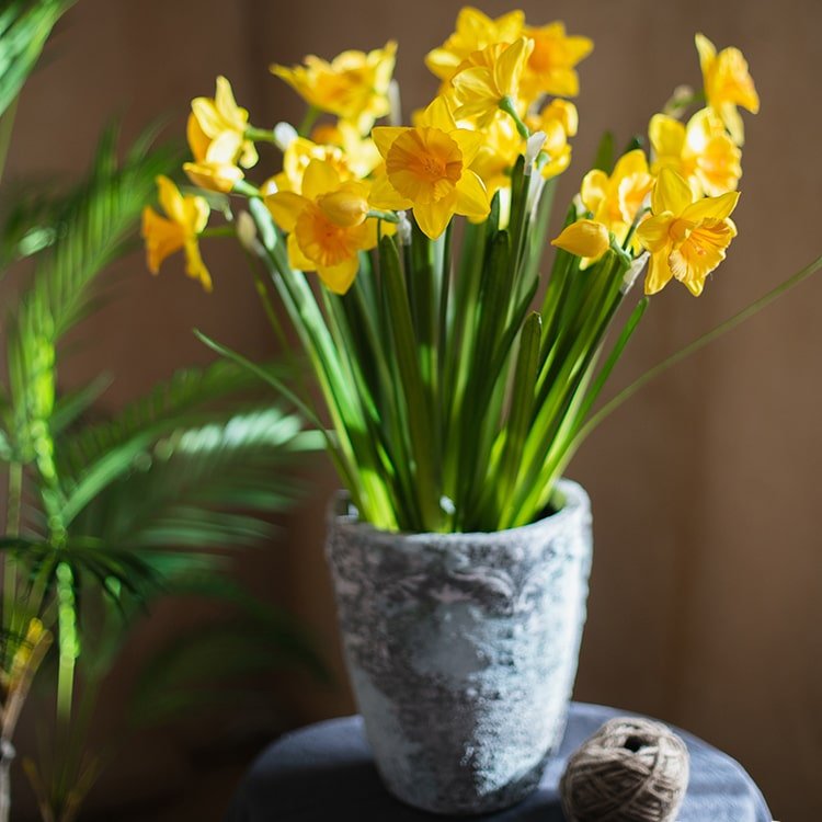Artificial Silk Yellow Faux Daffodil Flower Stem 19" Tall - RusticReach