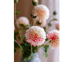 Faux Silk Artificial Dahlia Flower Stem Pink White 29" Tall