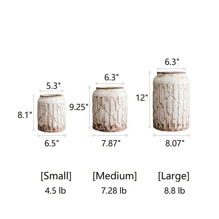 Distressed White Ceramic Flower Jar Vase - RusticReach