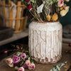 Distressed White Ceramic Flower Jar Vase - RusticReach