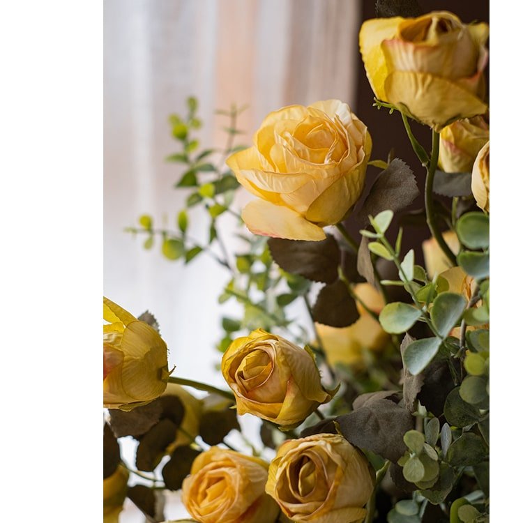 Artificial Faux Silk Flower Dry Rose Stem White or Yellow 23" Tall - RusticReach