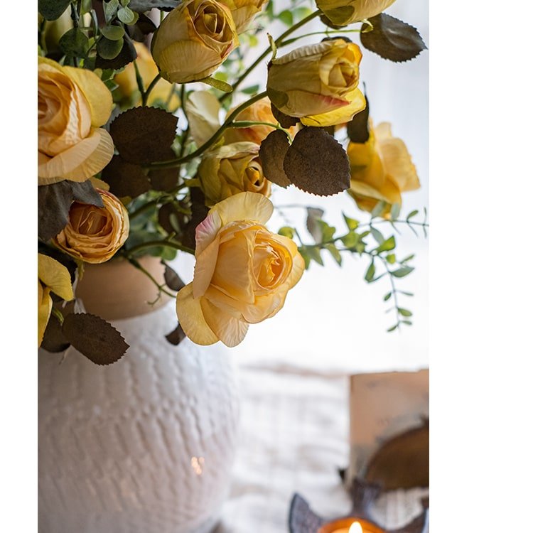 Artificial Faux Silk Flower Dry Rose Stem White or Yellow 23" Tall - RusticReach