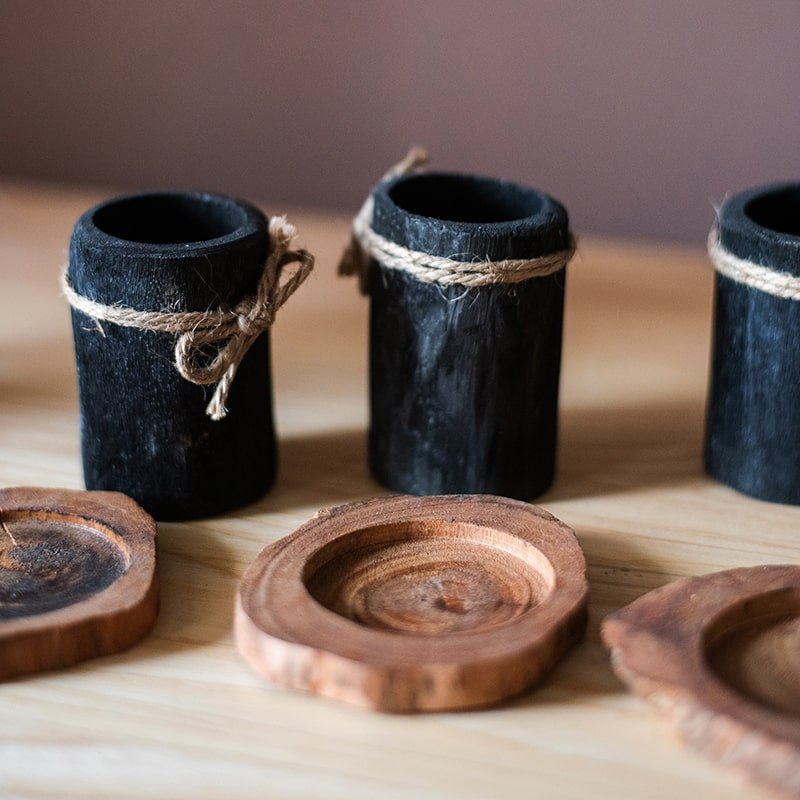 Desktop Charcoal Planter Wood Tray - RusticReach