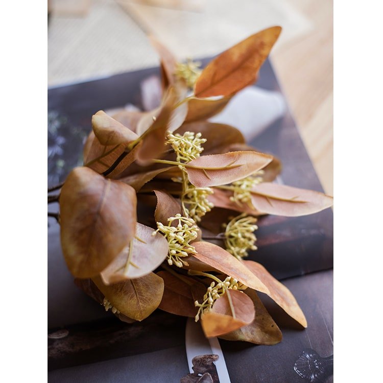 Silk Long Eucalyptus Leaf Bunch in Natural Faux - RusticReach