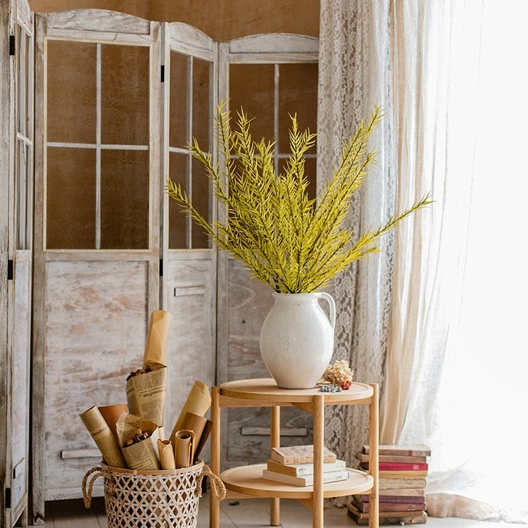 Artificial Flax Grass Stem in Yellow 46" Tall Faux - RusticReach