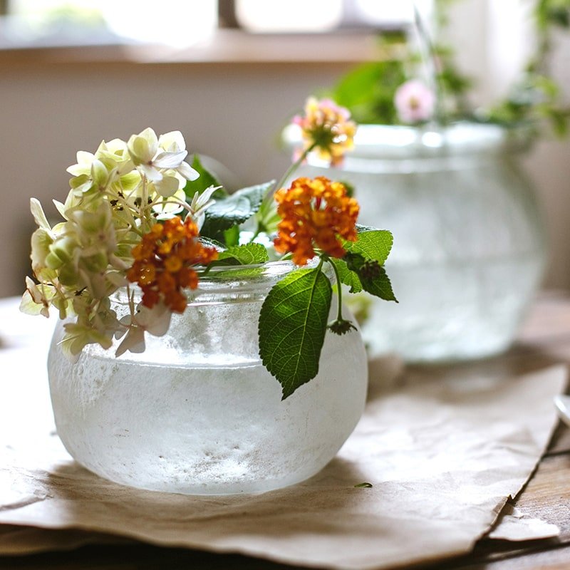 Hand Blown Glass Foggy Glass Vase - RusticReach