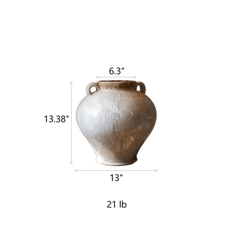 Large French Country White Ceramic Flower Vase - RusticReach