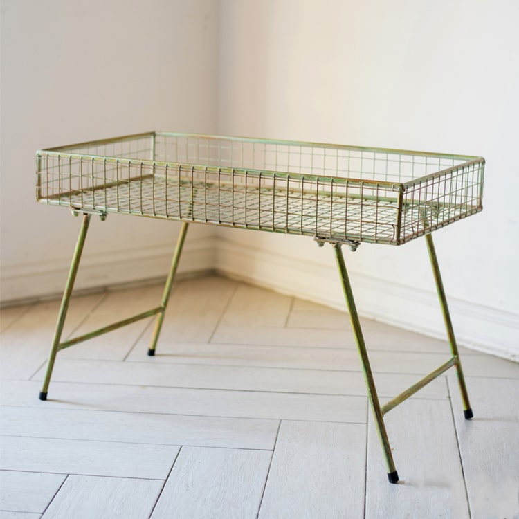 Green Metal Plant Stand Side Table