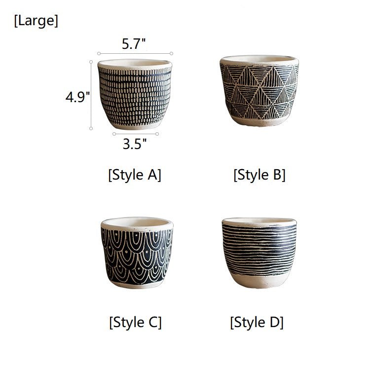 Geometric Art Concrete Flower Pot - RusticReach