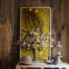 Artificial Plant Flowers Large Golden Bird Vase 3D Framed Wall Art - RusticReach
