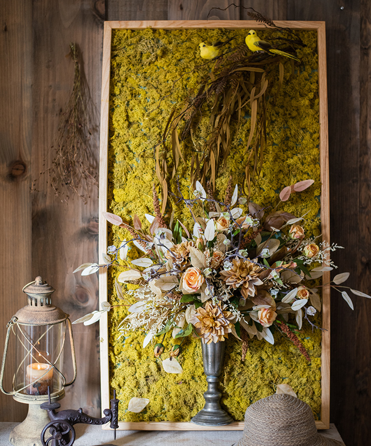 Wall Mural Dried flower petals in a golden bowl 