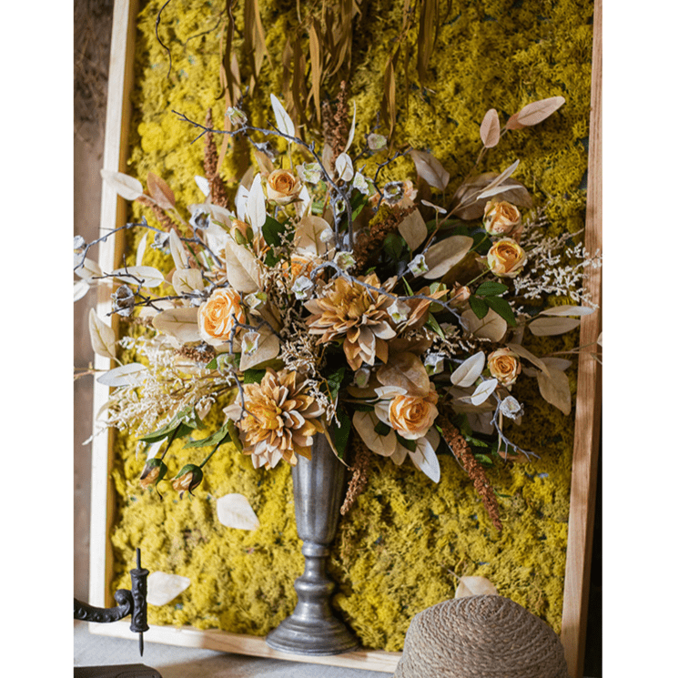 Artificial Plant Flowers Large Golden Bird Vase 3D Framed Wall Art - RusticReach