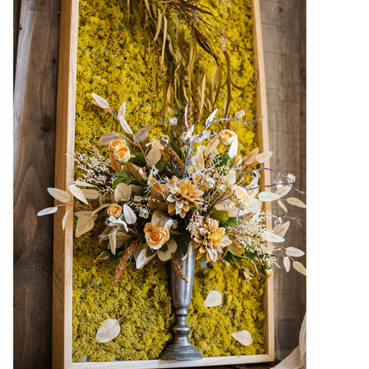 Artificial Plant Flowers Large Golden Bird Vase 3D Framed Wall Art - RusticReach
