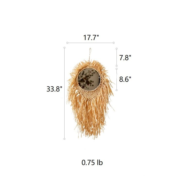 Handcraft Grass Hanging Round Mirror - RusticReach
