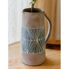 Gray Blue Handpainted Terracotta Table Vase - RusticReach